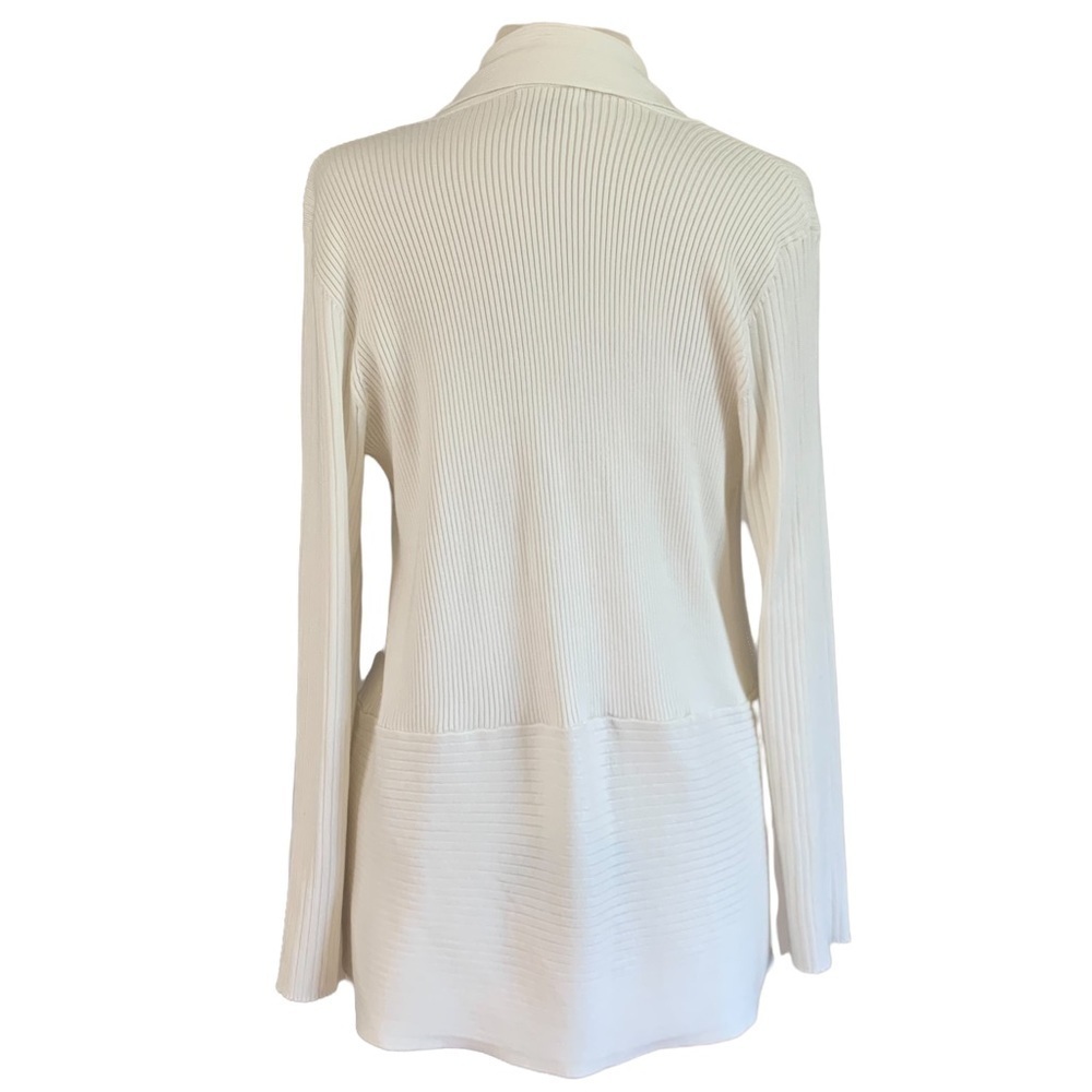 JM Collection Women's Open-Front Cardigan White Size LARGE - Picture 2 of 13